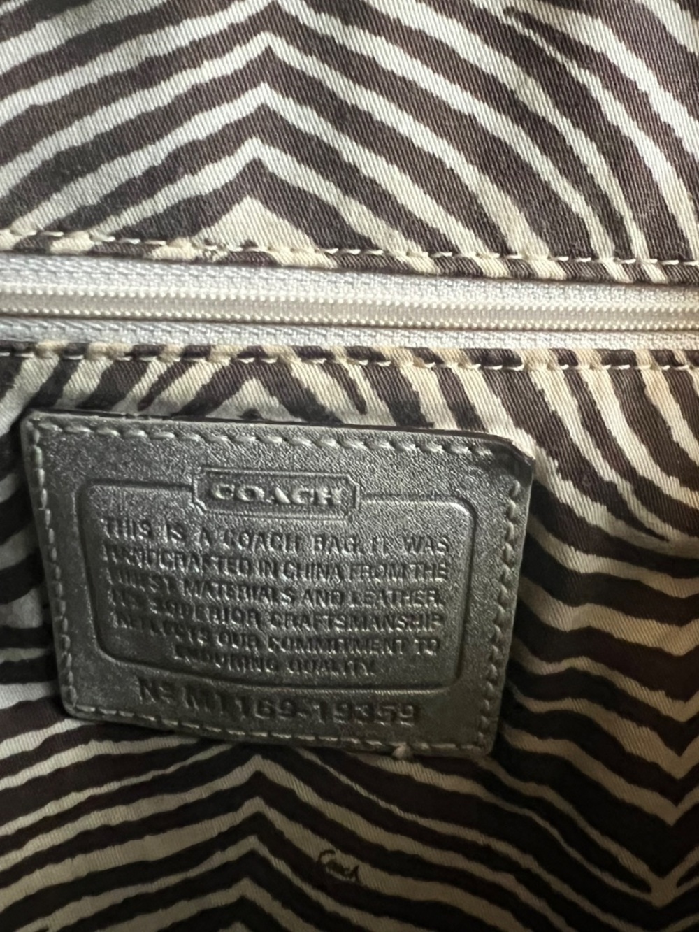 Coach Straw Hampton Python Trim Tote Shoulder Hobo Bag w/ Turn Lock Zebra Lined - Picture 6 of 10